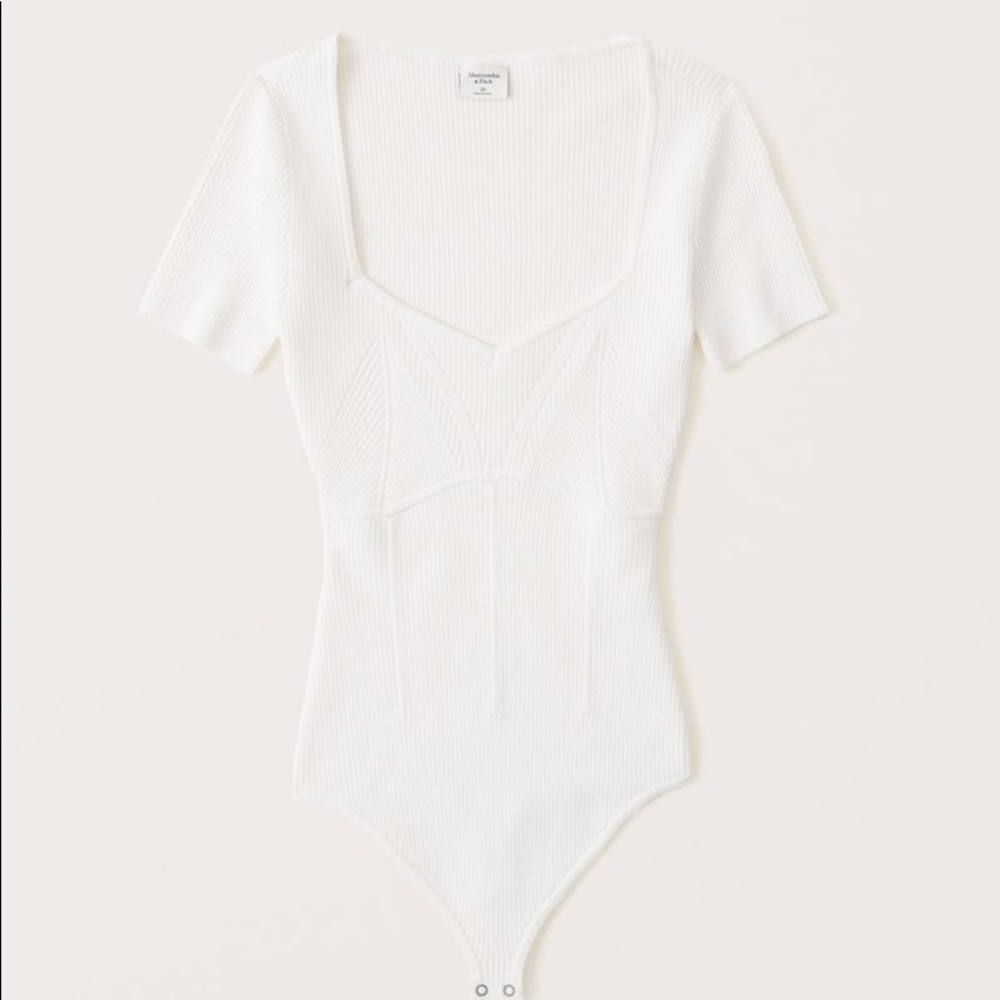NWT Abercrombie Corset-Inspired Short sleeve bodysuit, white Size M